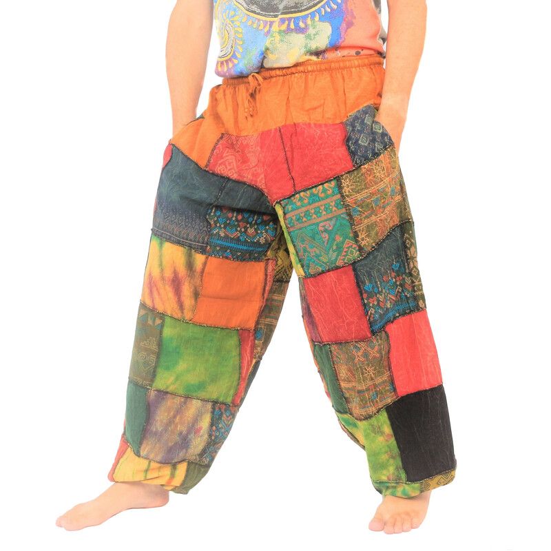 Pantalon en patchwork délavé