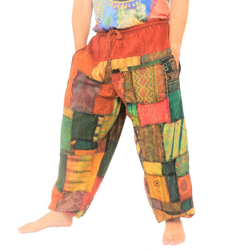 Pantalon en patchwork délavé