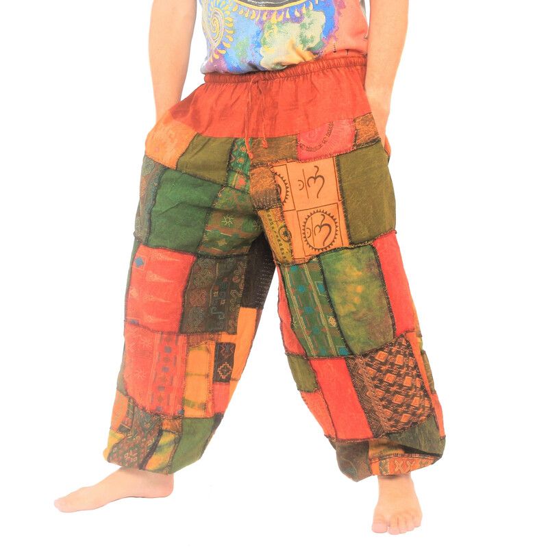 Pantalones de patchwork lavados a la piedra