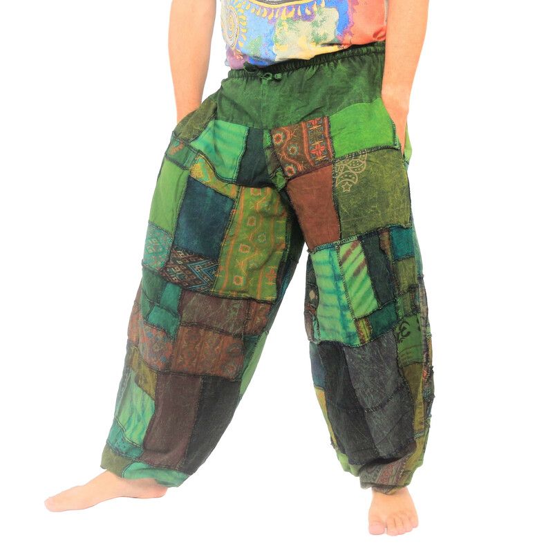 Pantalon en patchwork délavé