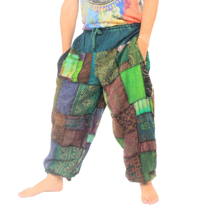 Pantalon en patchwork délavé