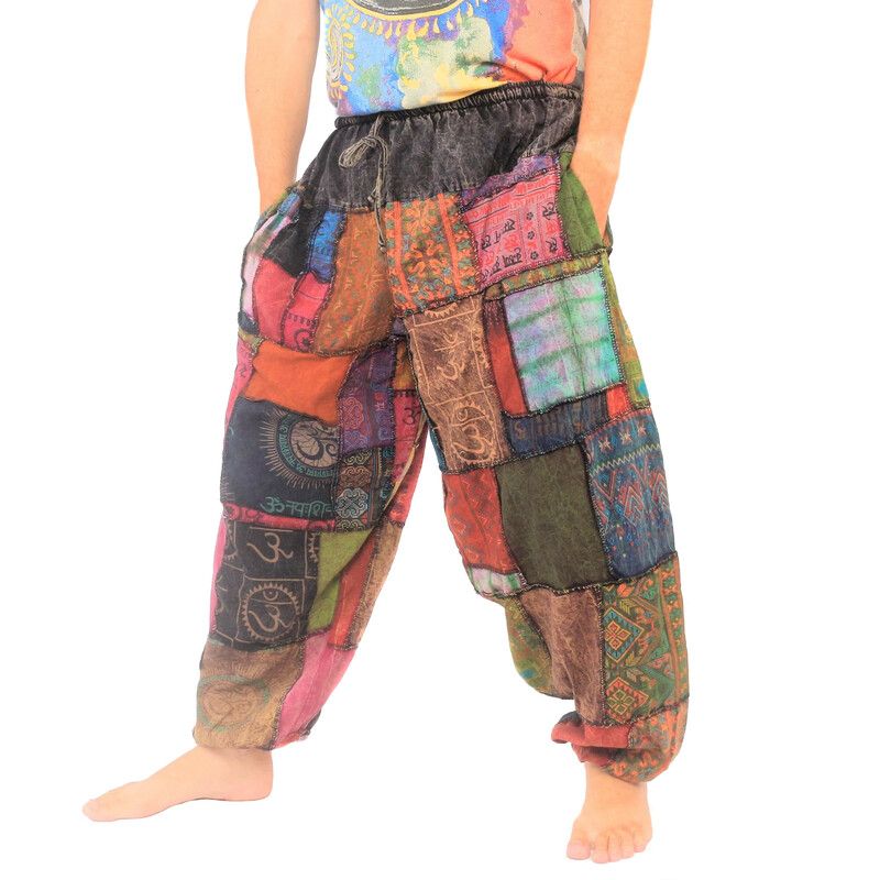 Pantalon en patchwork délavé