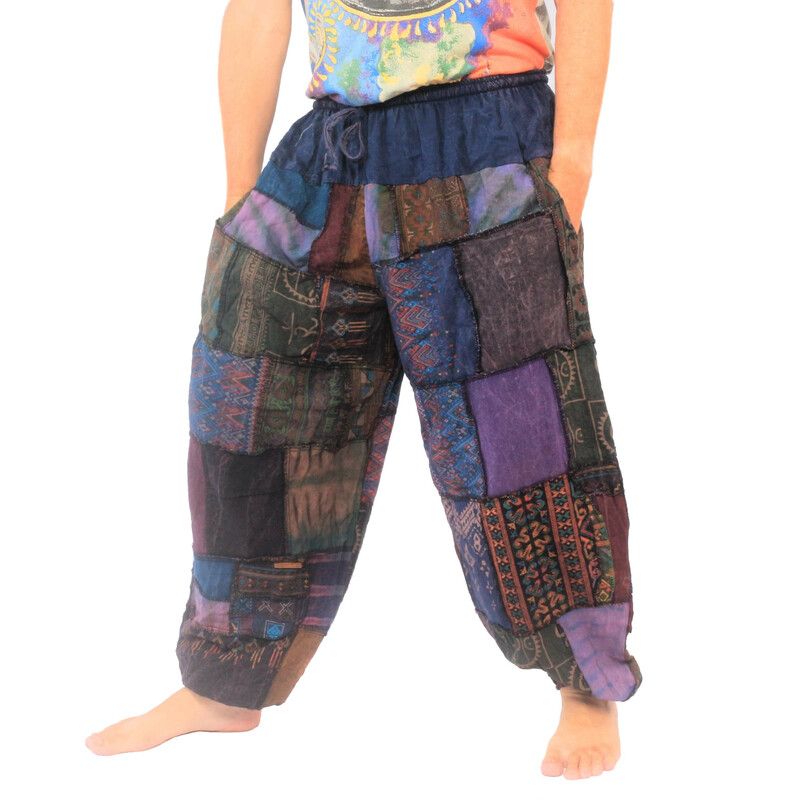 Pantalon en patchwork délavé