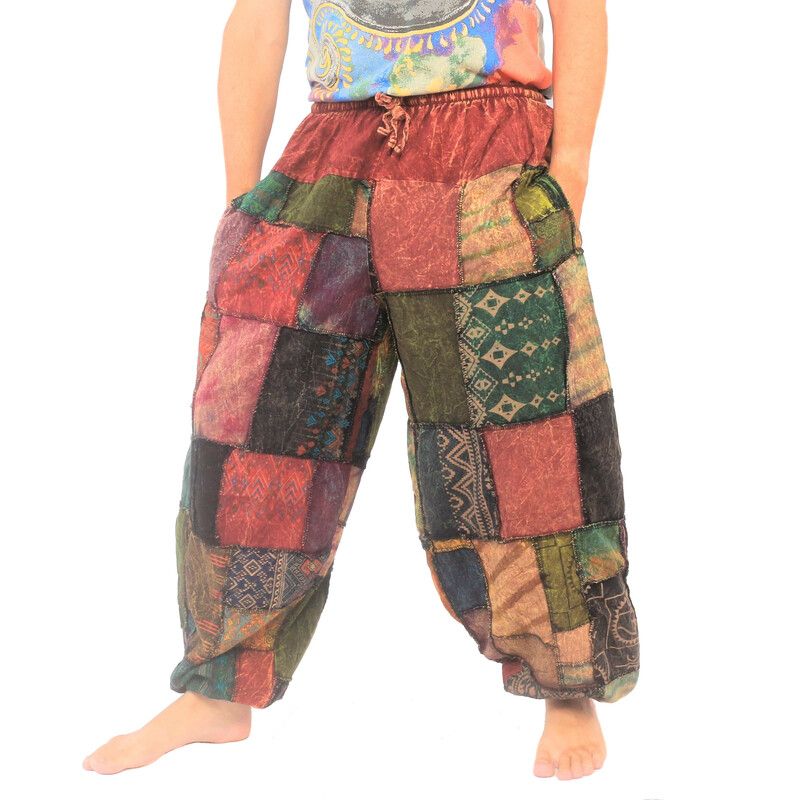 Pantalon en patchwork délavé