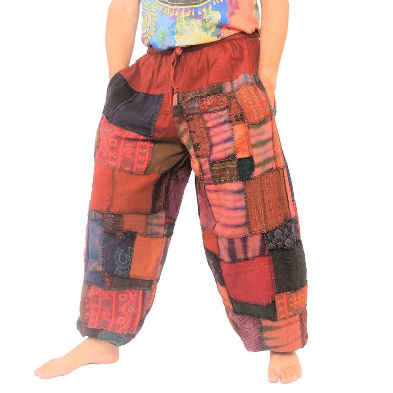 Pantalon en patchwork délavé