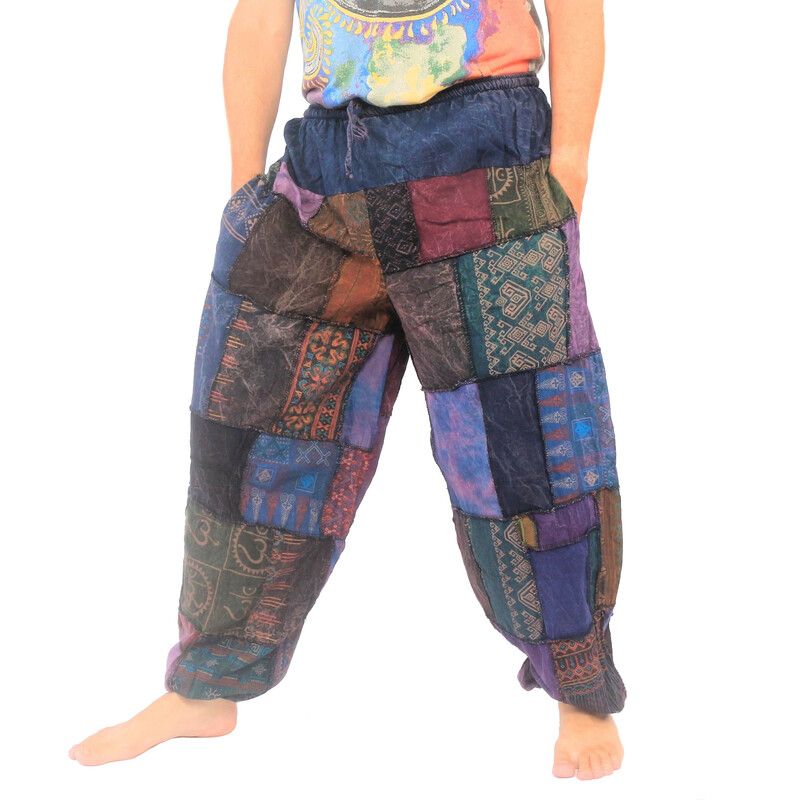 Pantalon en patchwork délavé