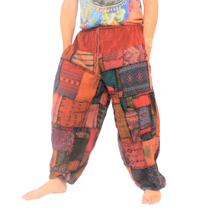 Pantalon en patchwork délavé