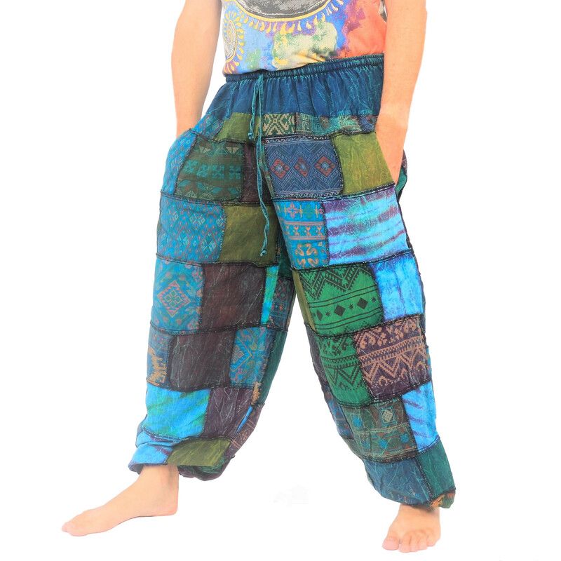 Pantalon en patchwork délavé