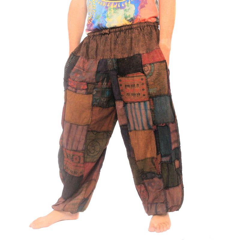 Pantalon en patchwork délavé