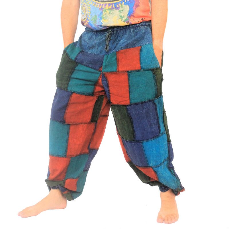 Pantalones de patchwork lavados a la piedra