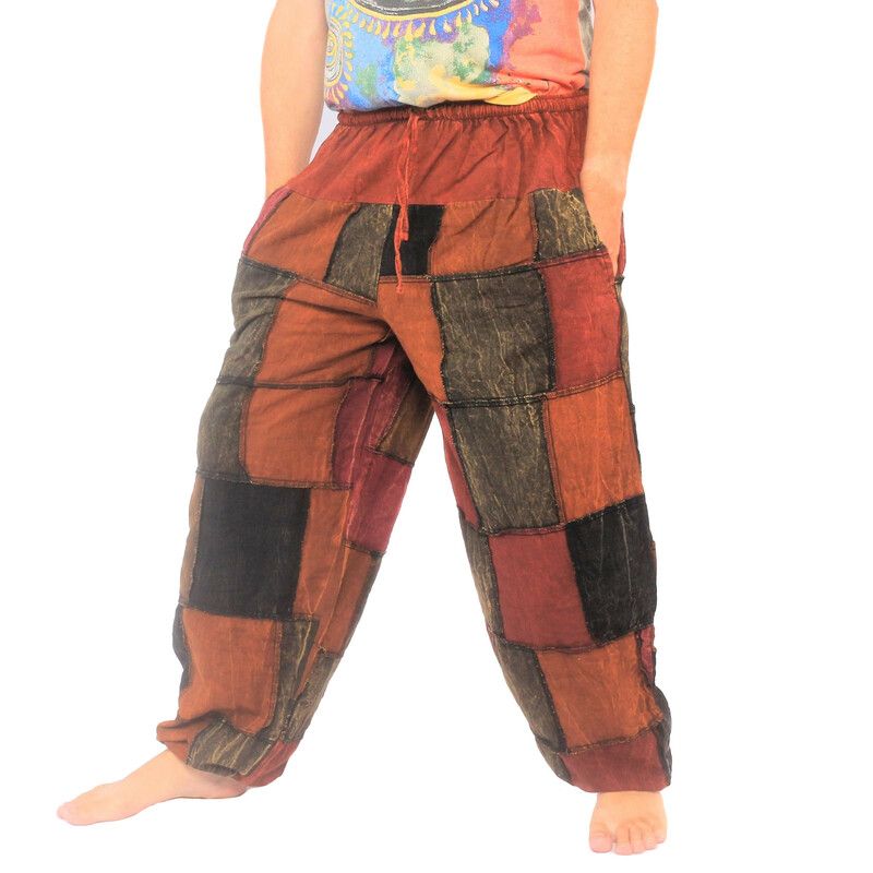 Pantalones de patchwork lavados a la piedra