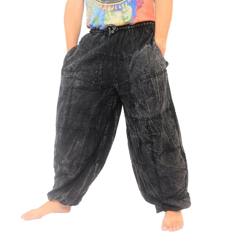 Pantalon en patchwork délavé