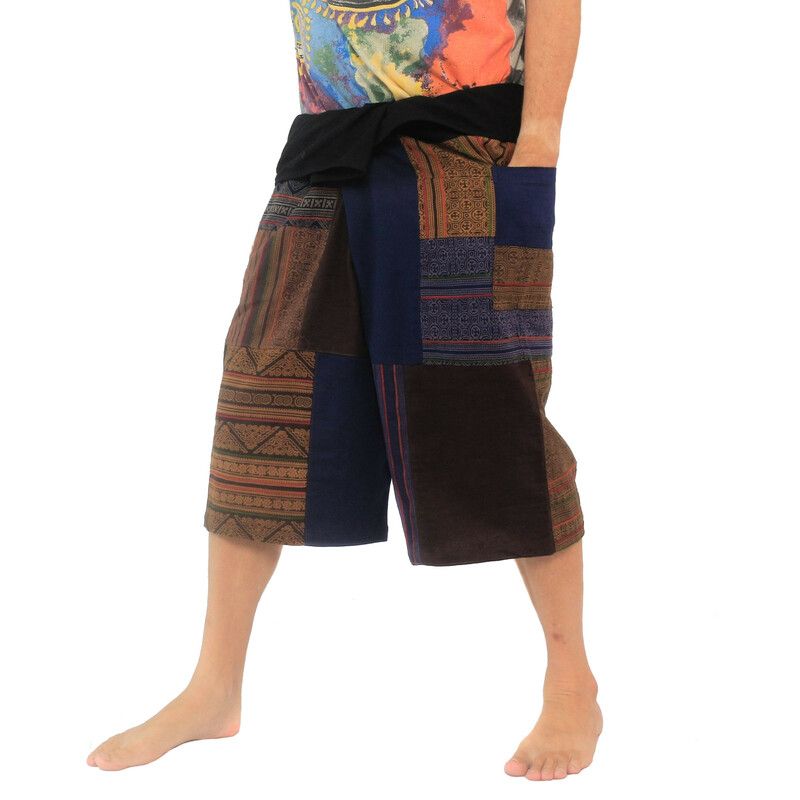 Pantalones de pescador tailandeses hechos a mano Patchwork de Chiang Mai