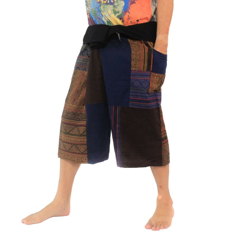 Pantalones de pescador tailandeses hechos a mano Patchwork de Chiang Mai