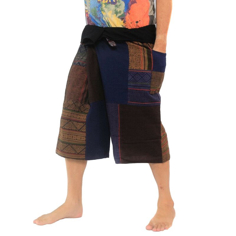 Pantalones de pescador tailandeses hechos a mano Patchwork de Chiang Mai