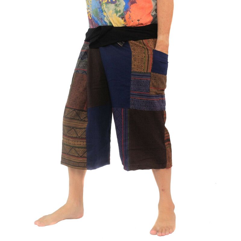 Pantalones de pescador tailandeses hechos a mano Patchwork de Chiang Mai