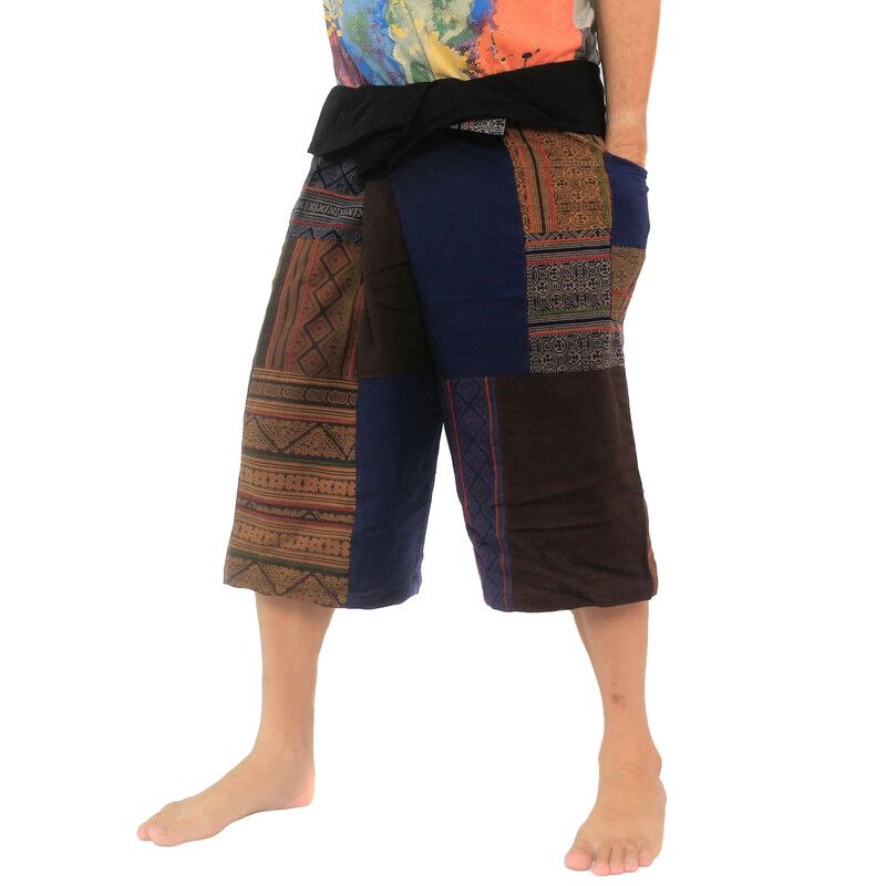 Pantalones de pescador tailandeses hechos a mano Patchwork de Chiang Mai