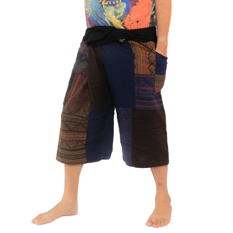 Pantalones de pescador tailandeses hechos a mano Patchwork de Chiang Mai