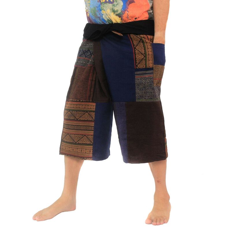 Pantalones de pescador tailandeses hechos a mano Patchwork de Chiang Mai