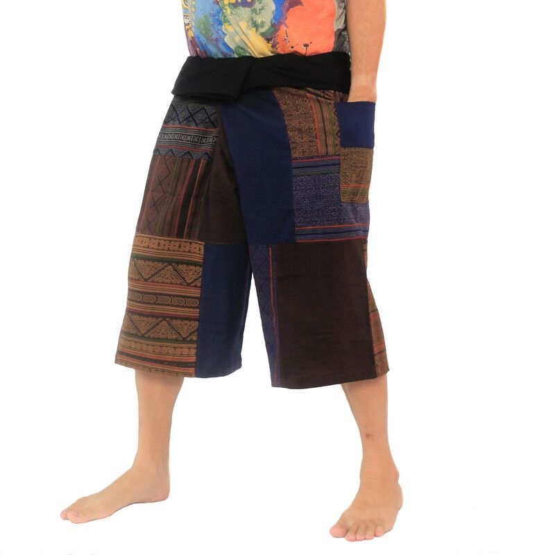 Pantalones de pescador tailandeses hechos a mano Patchwork de Chiang Mai