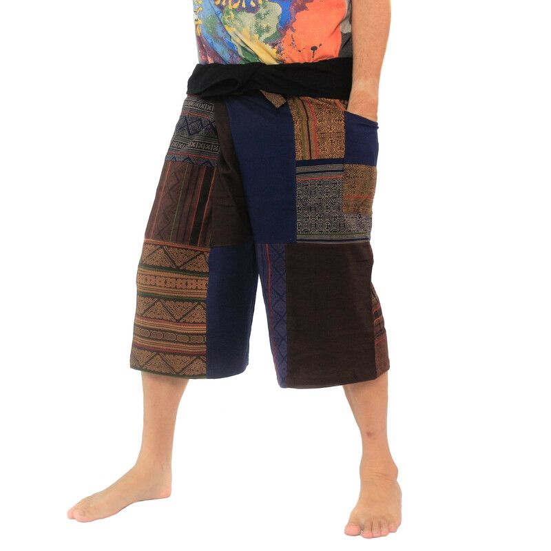 Pantalones de pescador tailandeses hechos a mano Patchwork de Chiang Mai