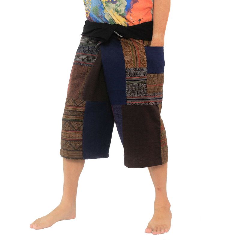 Pantalones de pescador tailandeses hechos a mano Patchwork de Chiang Mai