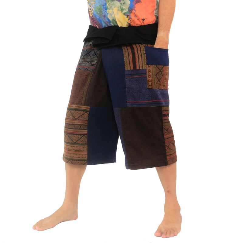 Pantalones de pescador tailandeses hechos a mano Patchwork de Chiang Mai