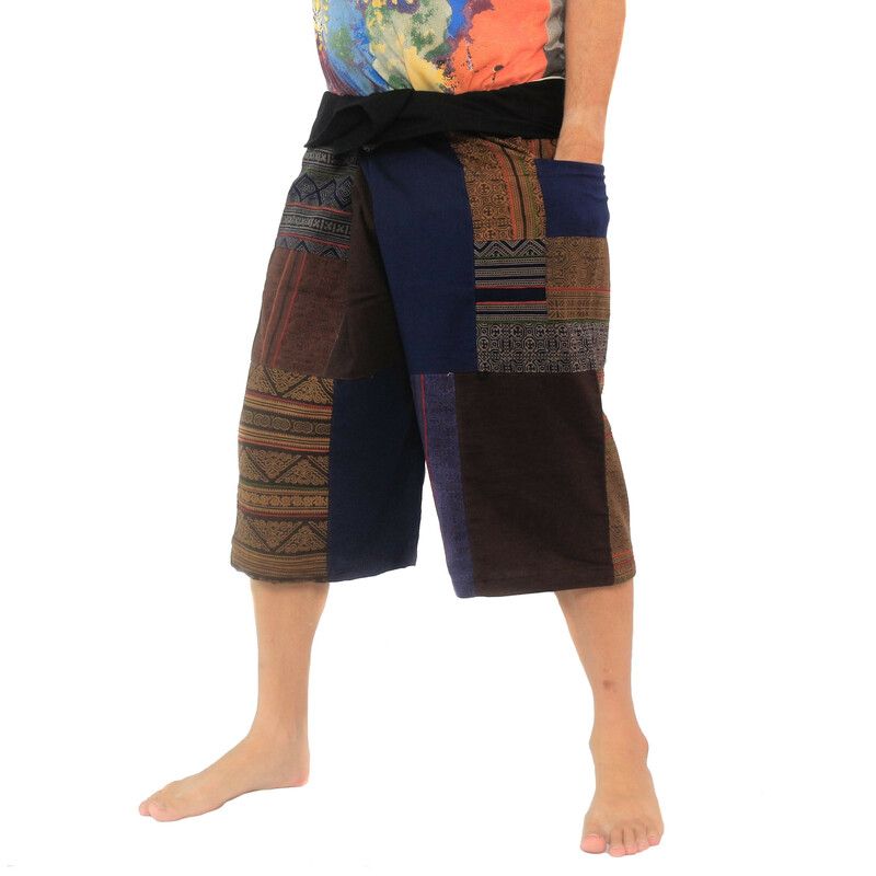 Pantalones de pescador tailandeses hechos a mano Patchwork de Chiang Mai