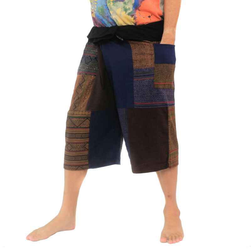 Pantalones de pescador tailandeses hechos a mano Patchwork de Chiang Mai