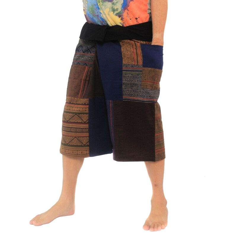 Pantalones de pescador tailandeses hechos a mano Patchwork de Chiang Mai