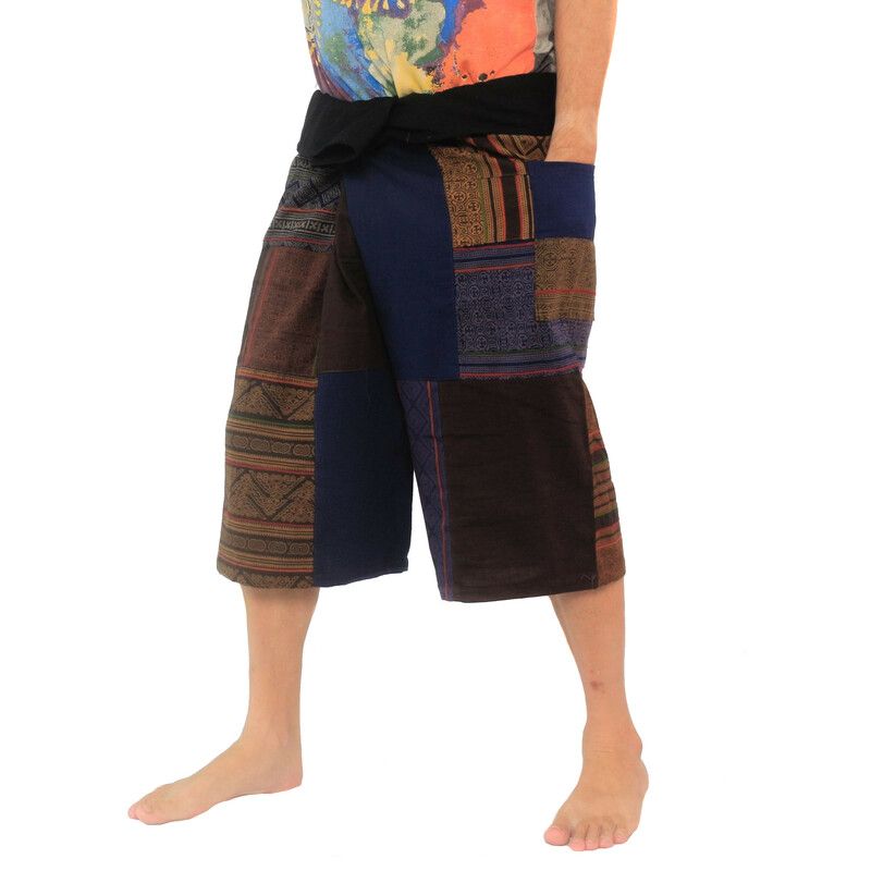 Pantalones de pescador tailandeses hechos a mano Patchwork de Chiang Mai