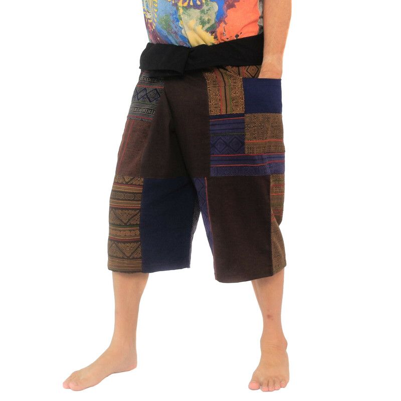 Pantalones de pescador tailandeses hechos a mano Patchwork de Chiang Mai