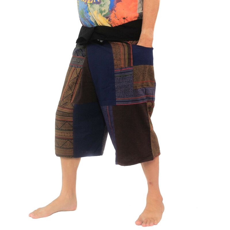 Pantalones de pescador tailandeses hechos a mano Patchwork de Chiang Mai