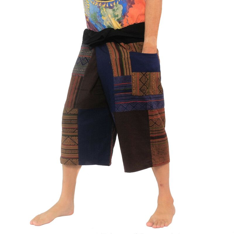 Pantalones de pescador tailandeses hechos a mano Patchwork de Chiang Mai