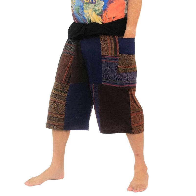 Pantalones de pescador tailandeses hechos a mano Patchwork de Chiang Mai