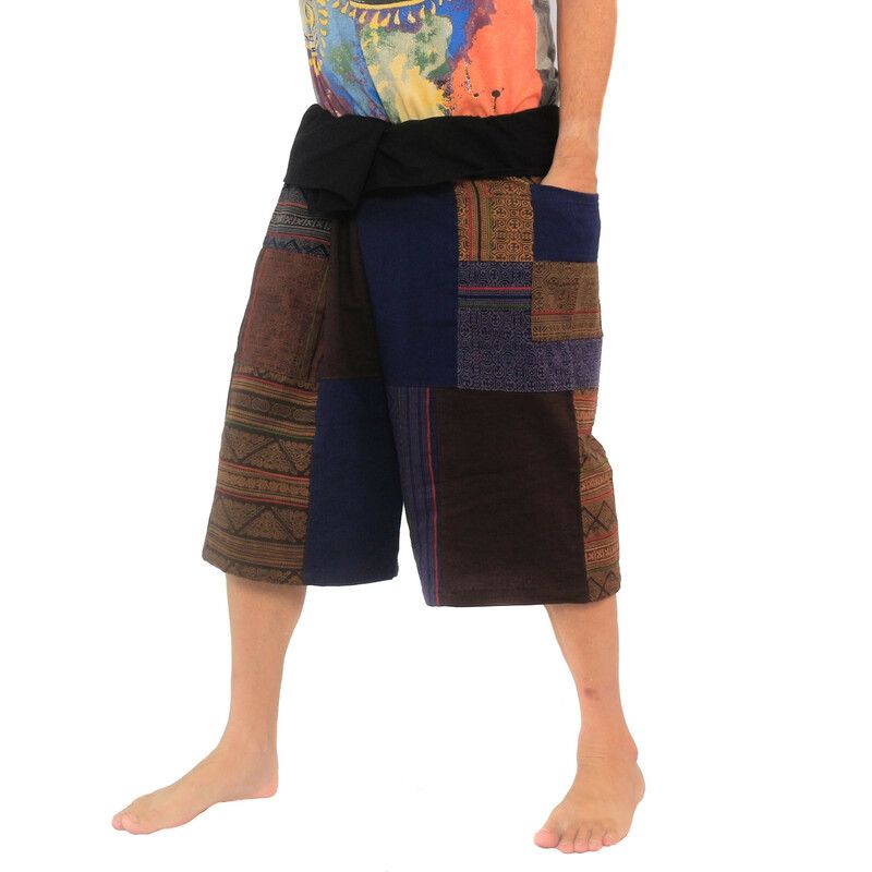 Pantalones de pescador tailandeses hechos a mano Patchwork de Chiang Mai