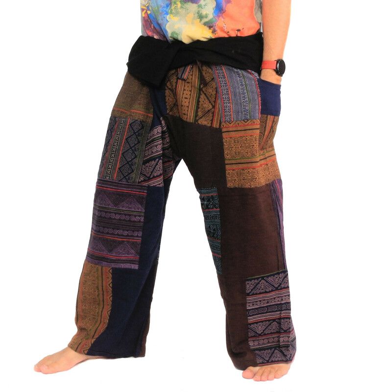 Handmade Thai wrap pants / fishing pants patchwork from Chiang Mai | Unique Design