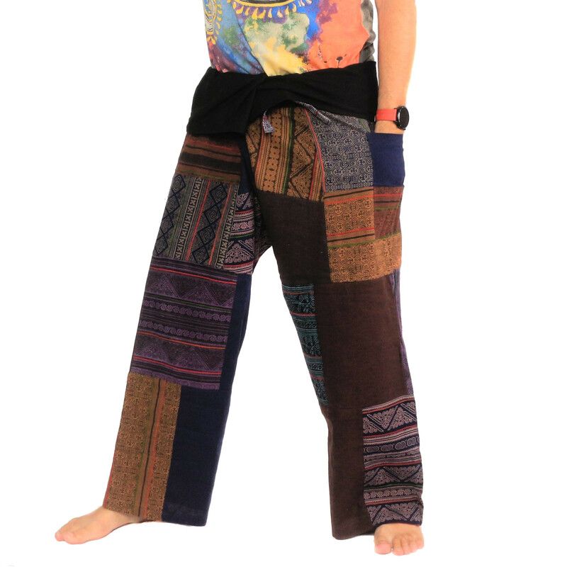 Handmade Thai wrap pants / fishing pants patchwork from Chiang Mai | Unique Design