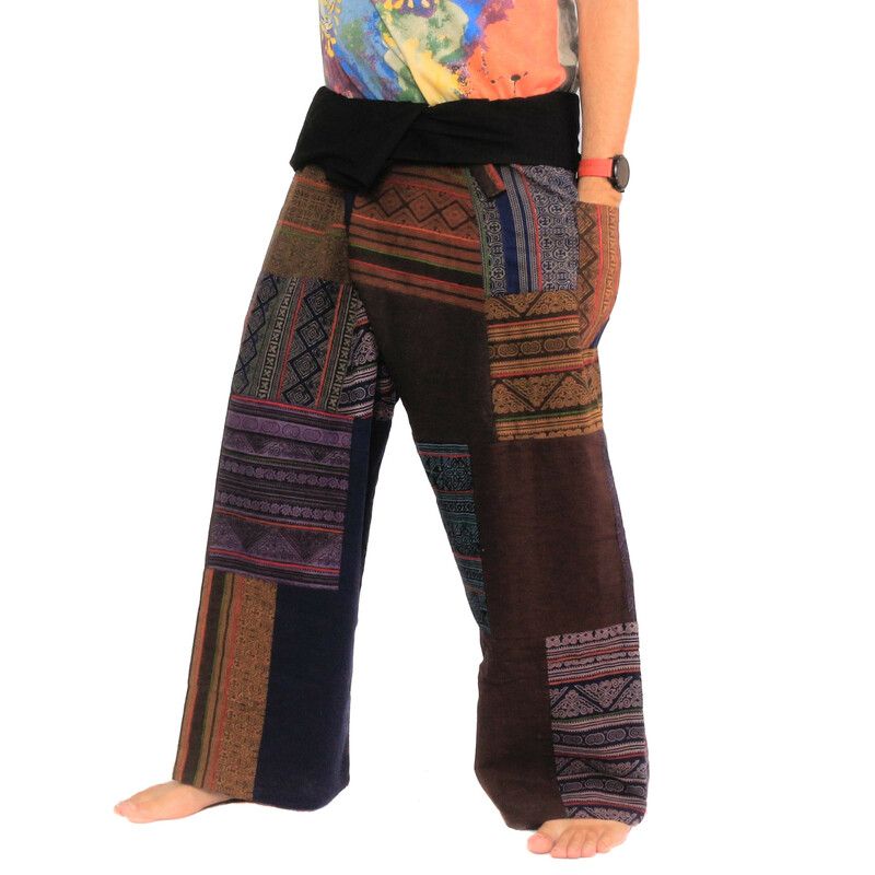 Handmade Thai wrap pants / fishing pants patchwork from Chiang Mai | Unique Design