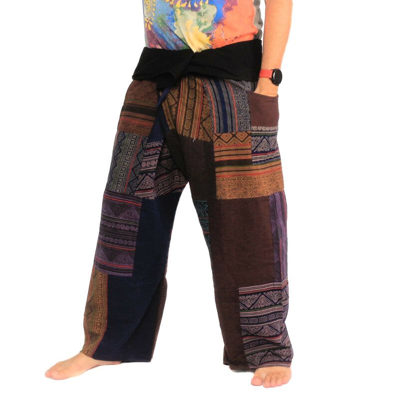 Handmade Thai wrap pants / fishing pants patchwork from Chiang Mai | Unique Design