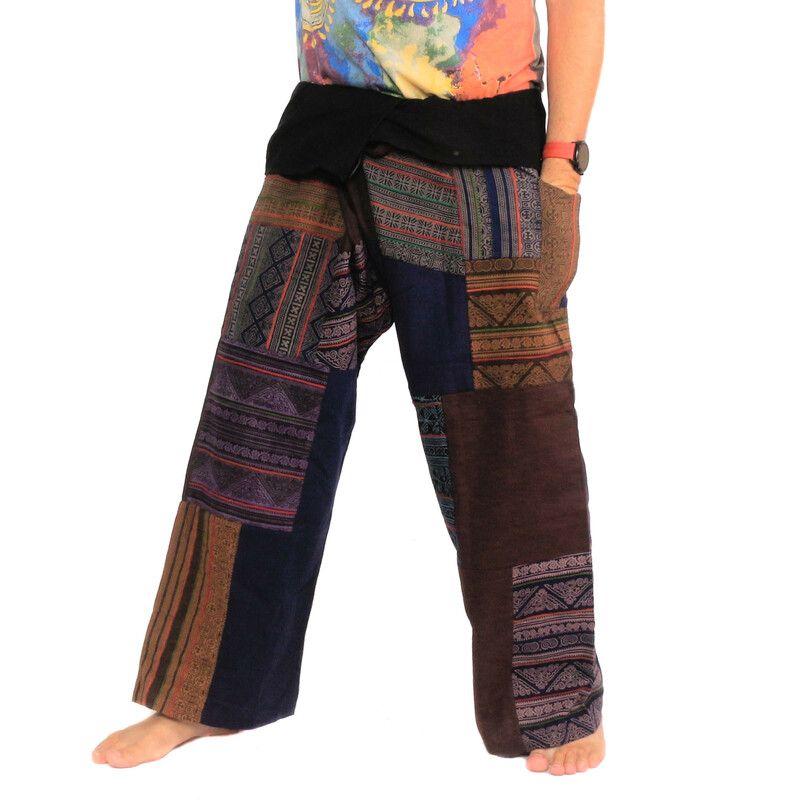 Handmade Thai wrap pants / fishing pants patchwork from Chiang Mai | Unique Design