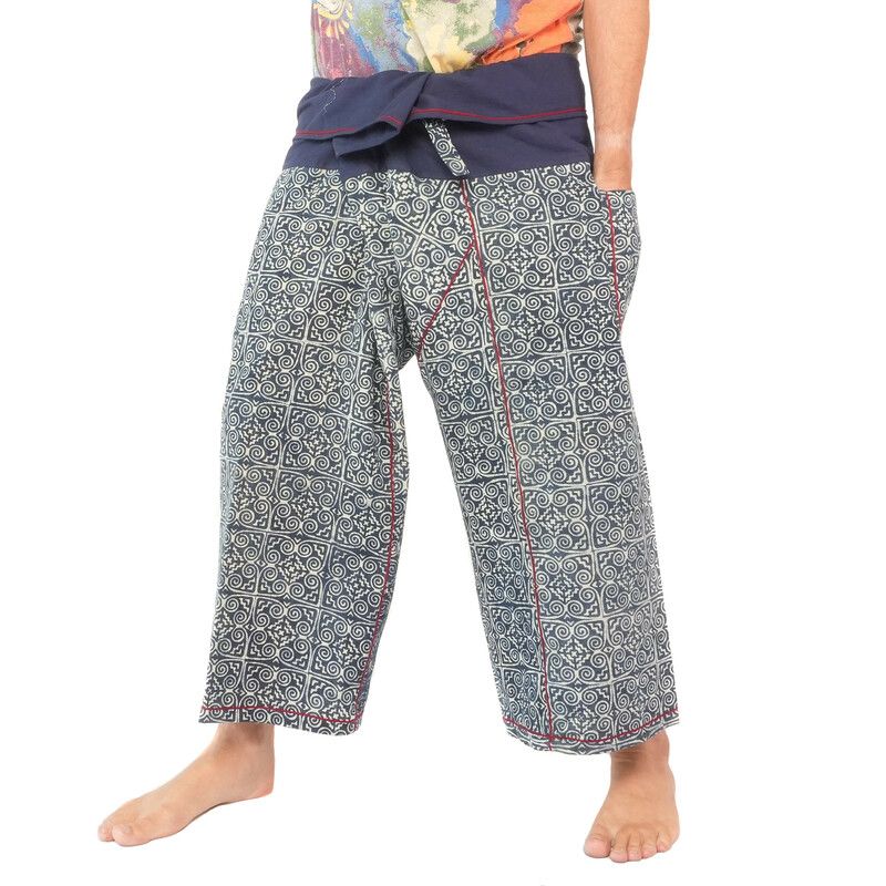 Thai Fisherman Pants Chiang Mai Heavy Cotton Indigo Candle Writing