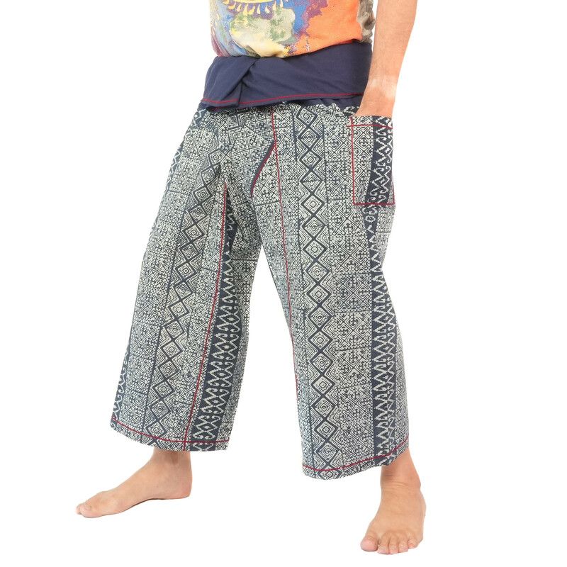 Thai Fisherman Pants Chiang Mai Heavy Cotton Indigo Candle Writing