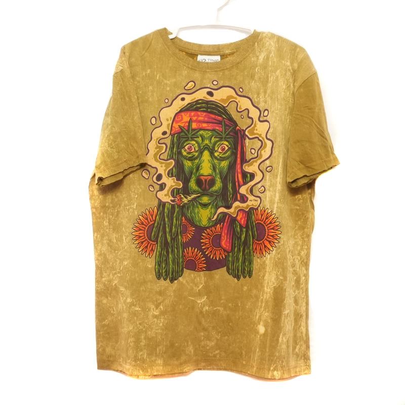 No Time T-Shirt Green Rasta Dog