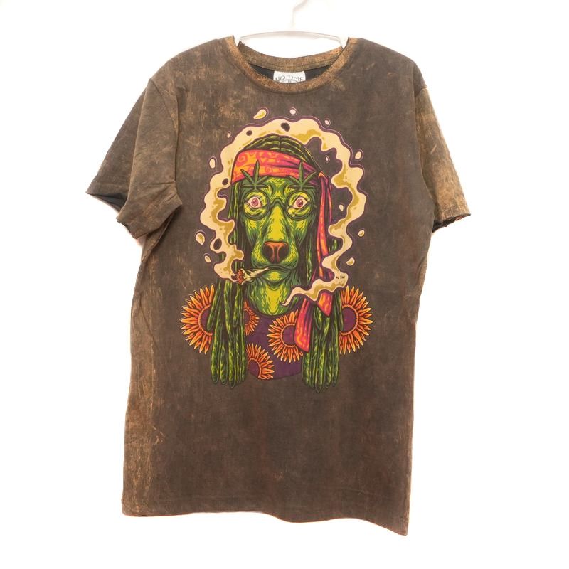 No Time T-Shirt Green Rasta Dog