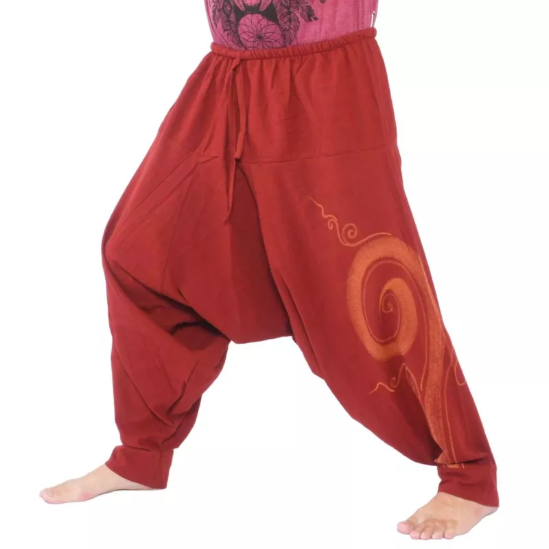 Harem pants hand painted spiral gold/white
