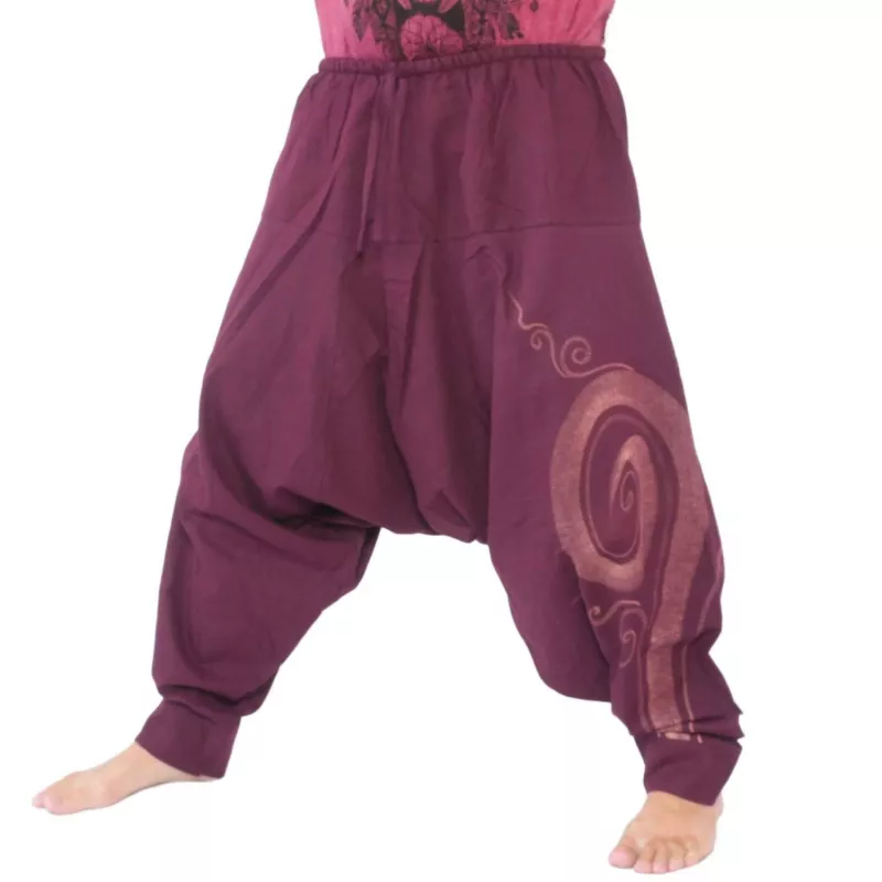 Harem pants hand painted spiral gold/white