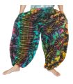 Bunte Haremshose mit Batik-Spirale aus Rayon, weite Ballonhose für Damen und Herren frontal Ansicht