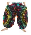 Bunte Haremshose mit Batik-Spirale aus Rayon, weite Ballonhose für Damen und Herren frontal Ansicht