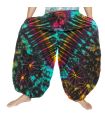 Bunte Haremshose mit Batik-Spirale aus Rayon, weite Ballonhose für Damen und Herren frontal Ansicht